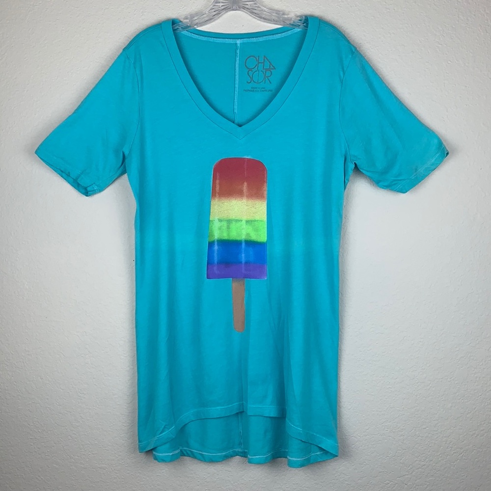 NWOT Chaser Rainbow Popsicle‎ Hi-Lo Oversized Tee